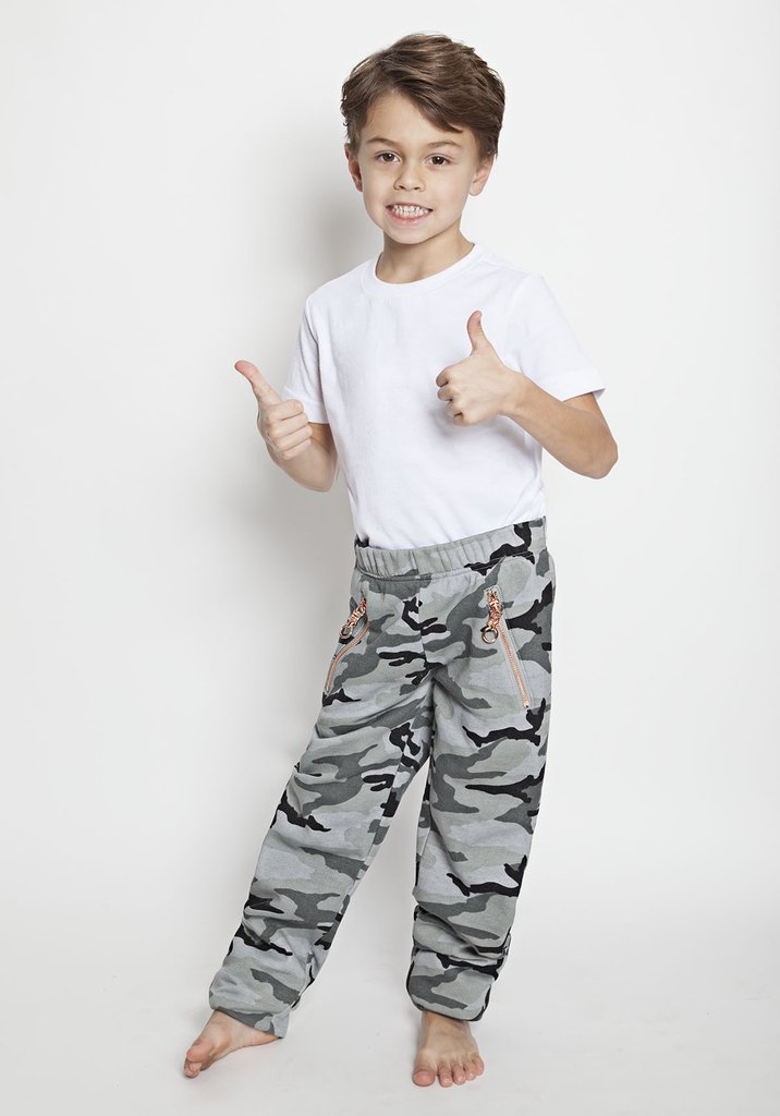 Kid's Sweatpants in Grey Camo