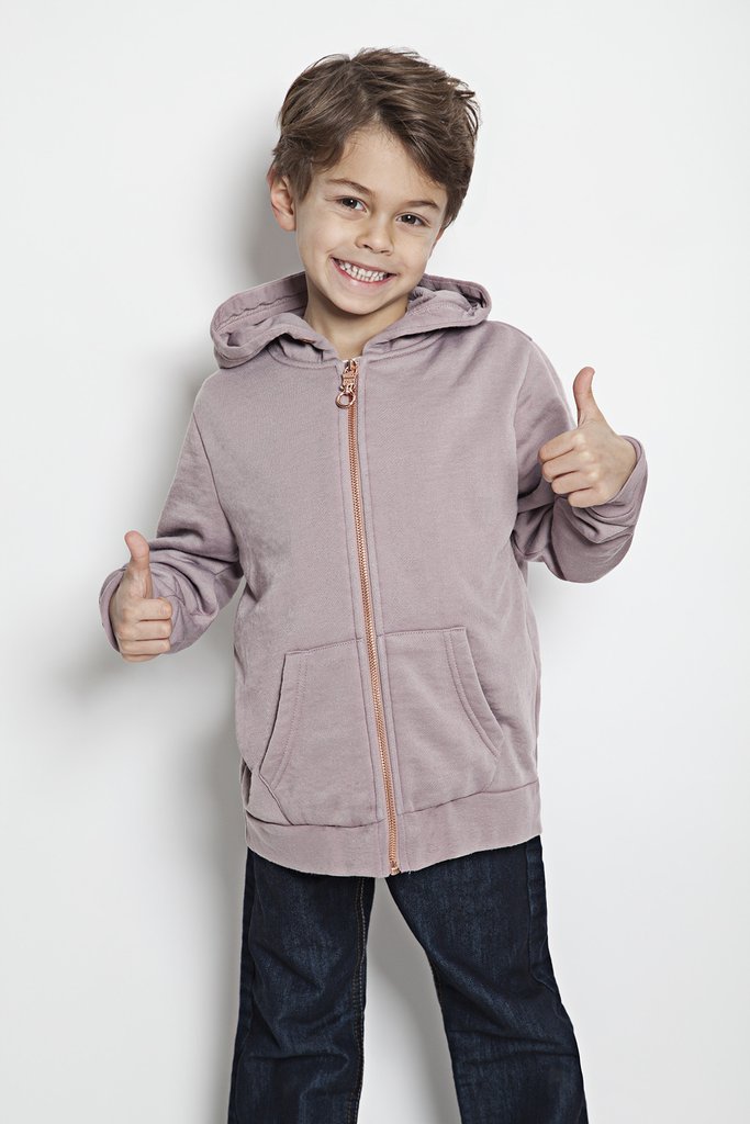 Kid's Full-Zip Hooded Sweatshirt in Clay