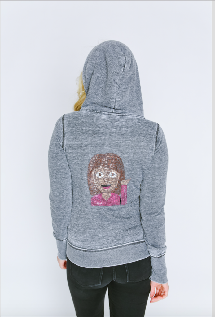 Hair Flip Emoji Burnout Femme Womens Zip-Up Hoodie