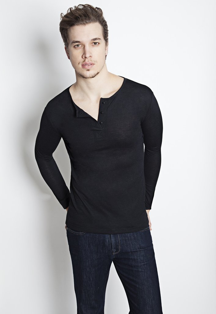 Charlie Boyfriend Henley in Military Black