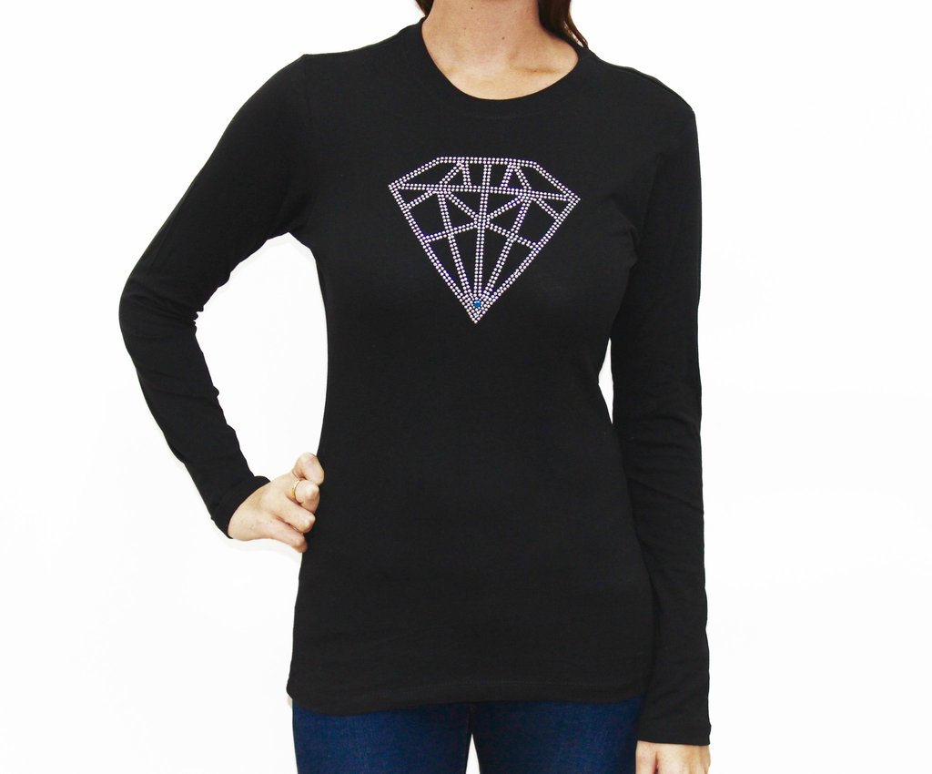 Diamond Long Sleeve Crew Neck T Shirt