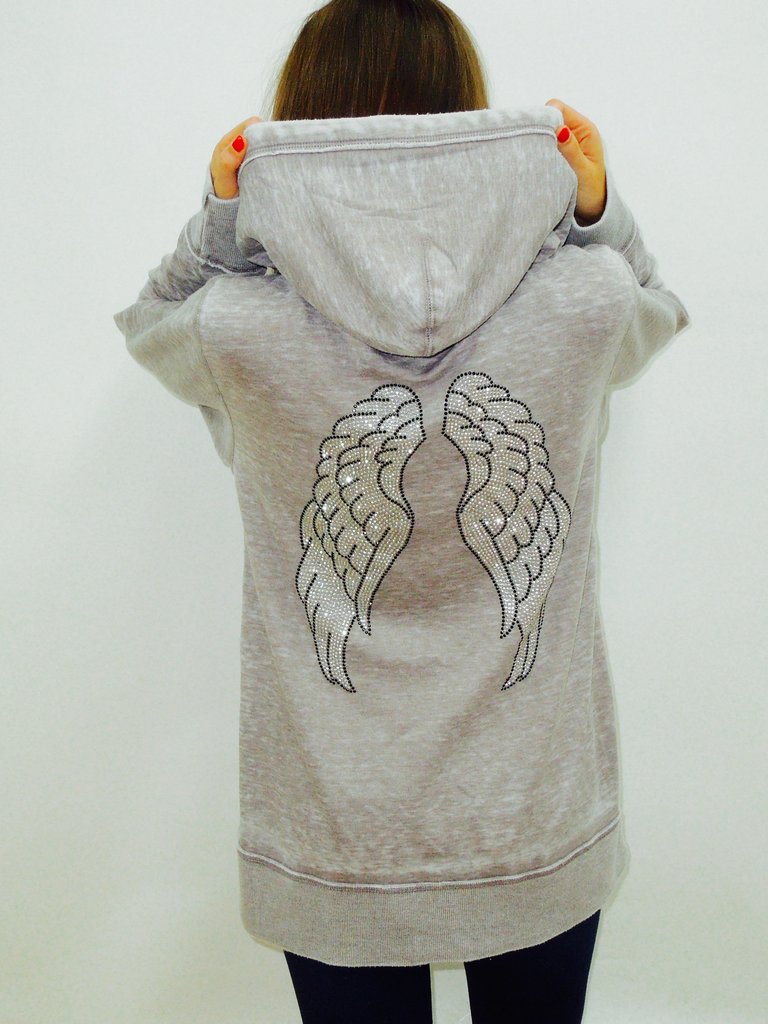 Burnout Boyfriend Zip-Up with Angel Wings