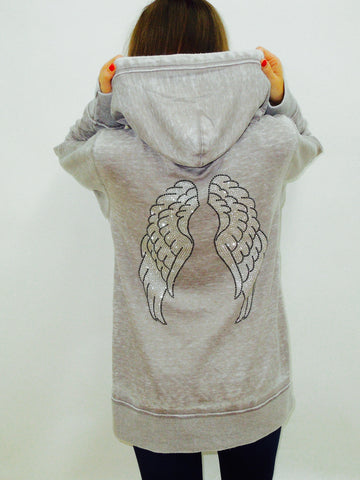 Angel Wings Burnout Womens Boyfriend Zip-Up Hoodie