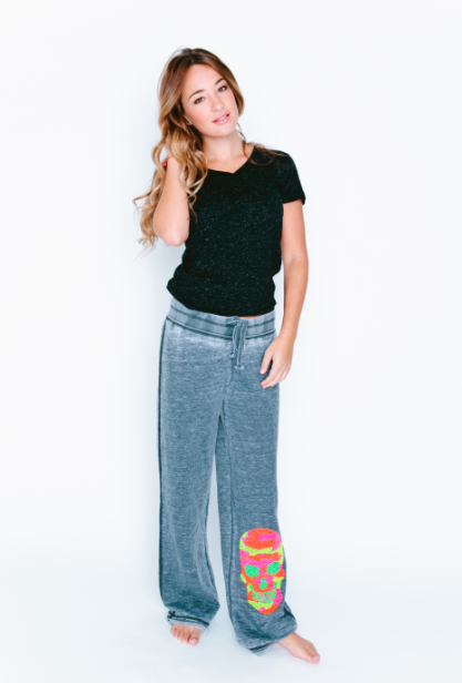 Neon Camo Skull Burnout Boot Cut Sweatpants