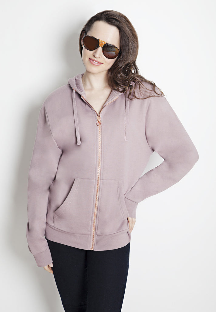 Full-Zip Hooded Sweatshirt in Clay