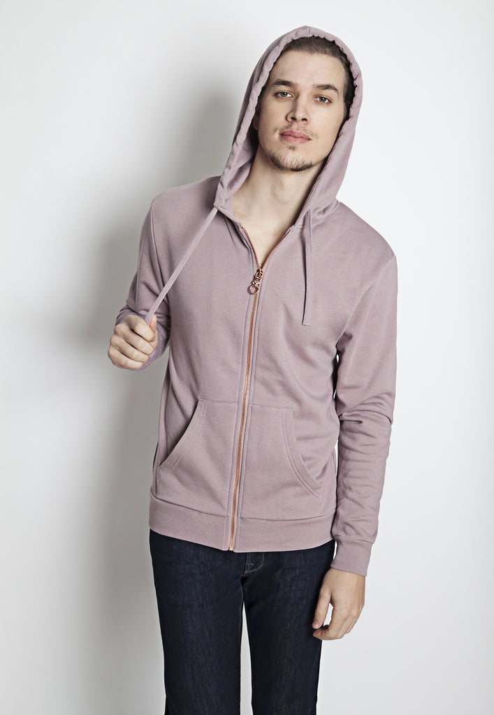 Full-Zip Hooded Sweatshirt in Clay