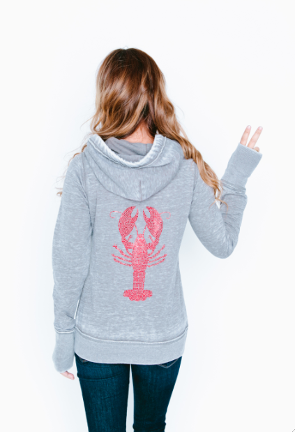 Lobster Burnout Femme Womens Zip-Up Hoodie