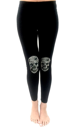 Mini Silver Skull Knee Pads Leggings