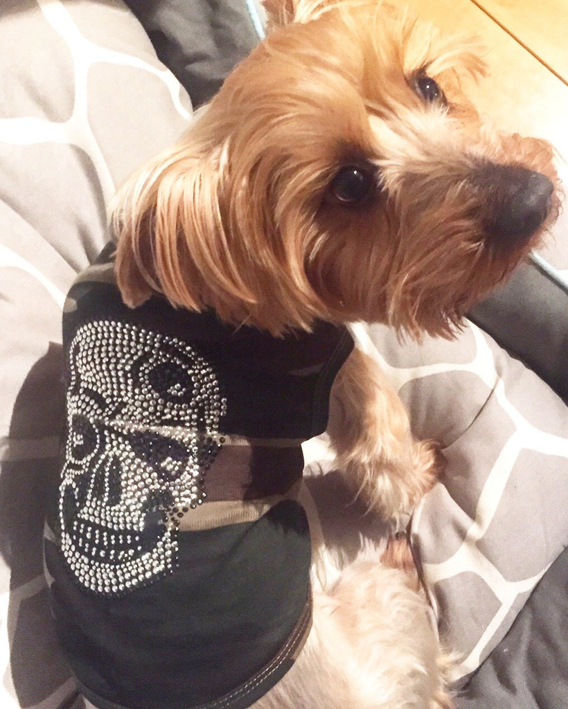 Skull Dog Shirt in Green Camo