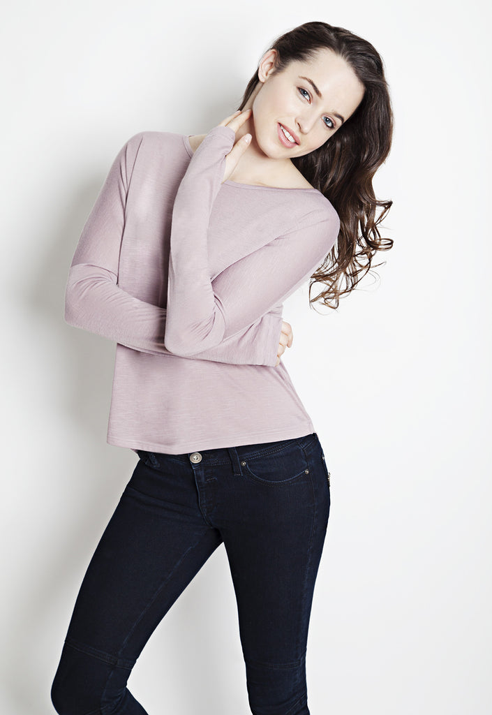 L/S Mullet Tee w/ Thumbholes in Clay