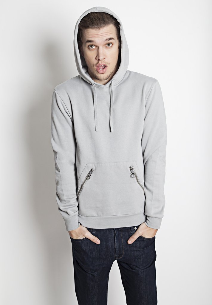 Pull-Over Hooded Sweatshirt in Grey