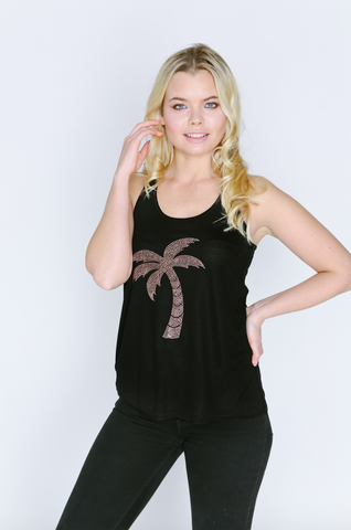 Rose Gold Palm tree Racerback Tank Top