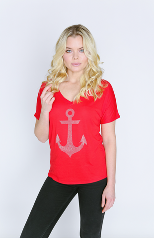 Anchor Short Sleeve V-Neck T Shirt