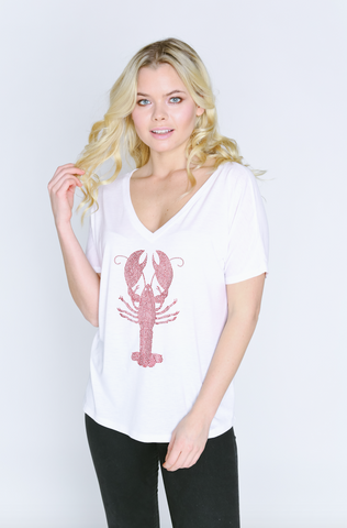 Lobster Short Sleeve V-Neck T Shirt