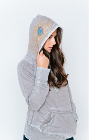 Burnout Boyfriend Pull-Over with Peacock Hood