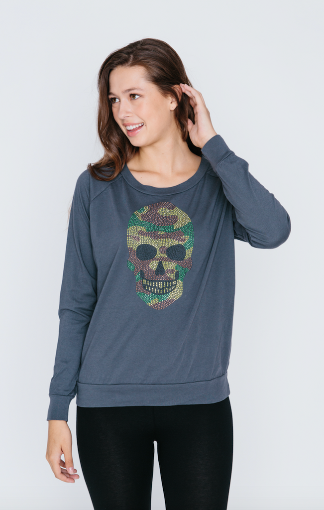 Camo Skull Long Sleeve Slouch Top
