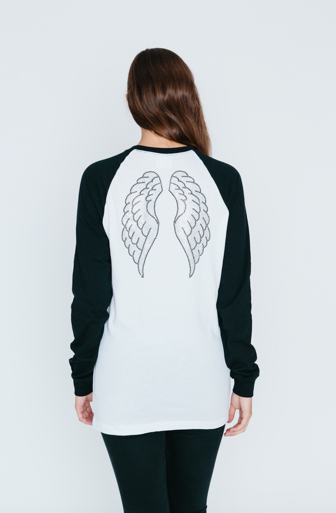 Angel Wings Long Sleeve Raglan Baseball T Shirt