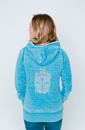 Silver Buddha Burnout Femme Womens Zip-Up Hoodie