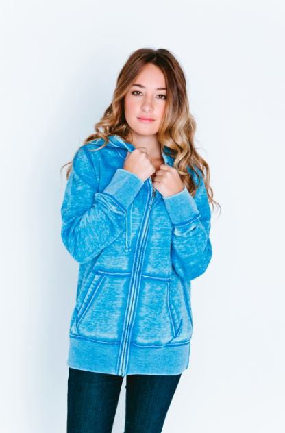 Burnout Womens Boyfriend Zip-Up Hoodie