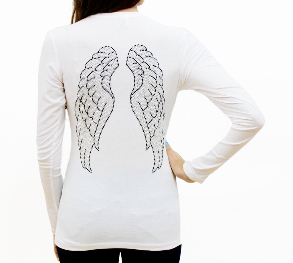 Angel Wings Long Sleeve Crew Neck T Shirt