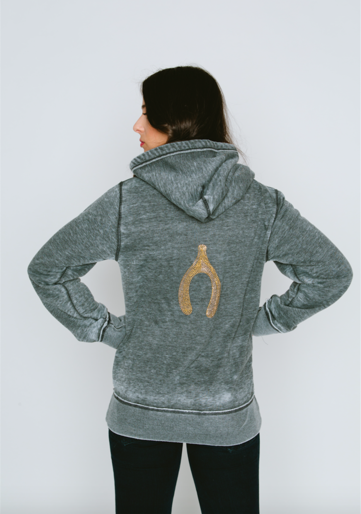 Wishbone Burnout Womens Boyfriend Zip-Up Hoodie