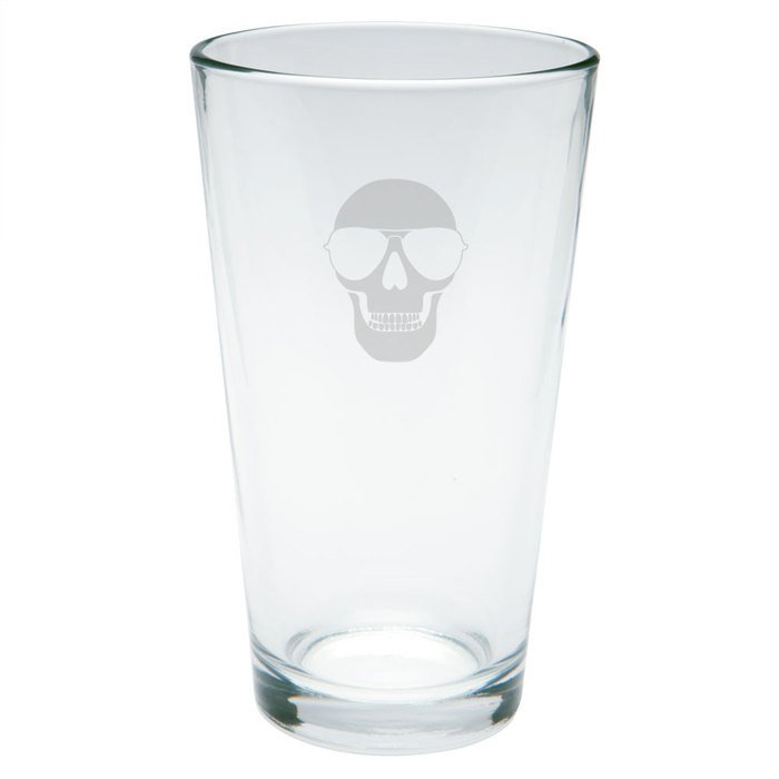 Kings of Cole - Skull with Sunglasses Etched Pint Glass