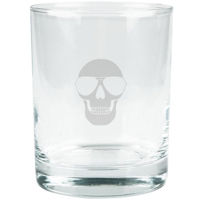 Kings of Cole - Skull with Sunglasses Etched Glass Tumbler