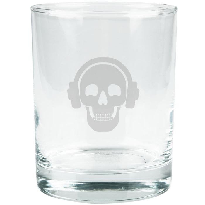 Kings of Cole - Skull with Headphones Etched Glass Tumbler