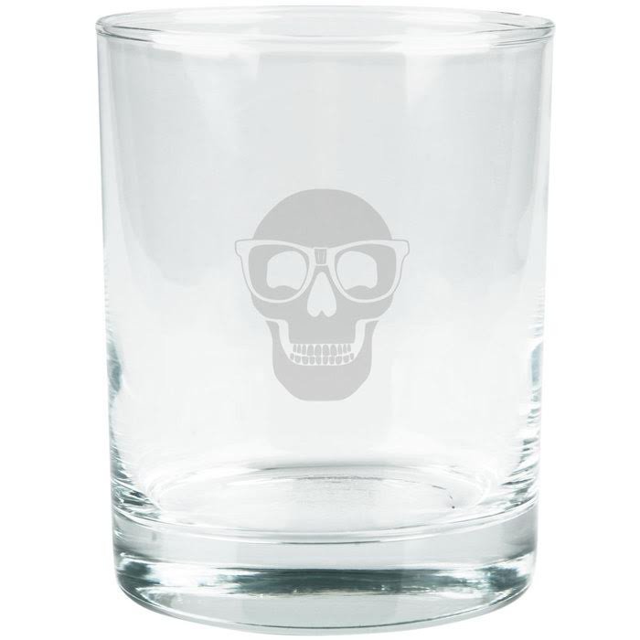 Kings of Cole - Skull with Nerd Glasses Etched Glass Tumbler